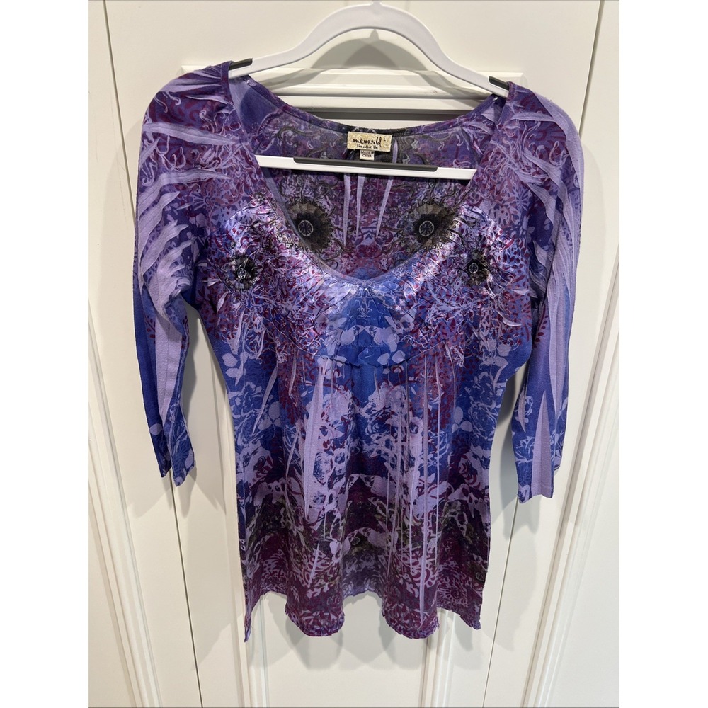 One World Babydoll Top Y2K Hippie Fairy Whimsigoth Butterfly Tunic
